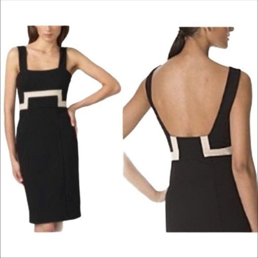 Diane Von Furstenberg Black and Tan Tai Colorblock Formal Career‎ Dress Size 8